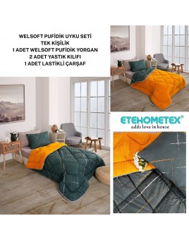 ETE HOMETEX TEK KİŞİLİK WELSOFT UYKU SETİ YANSIMA HARDAL 8696474232025